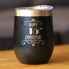 Happy 15th Anniversary Gifts Insulated Wine Tumbler with Sliding Lid 15 Year Anniversary Art Deco Party Decor 12oz Stainless Steel Tumbler