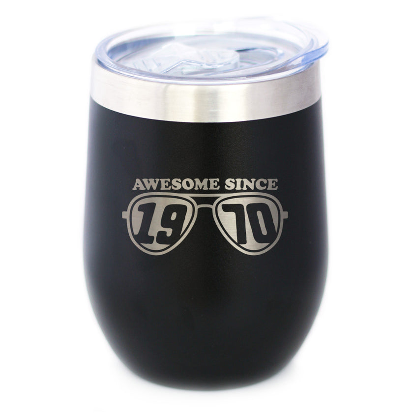 Awesome Since 1970 Insulated Wine Tumbler with Sliding Lid 55th Birthday Gift Ideas 12oz Stainless Steel Tumbler