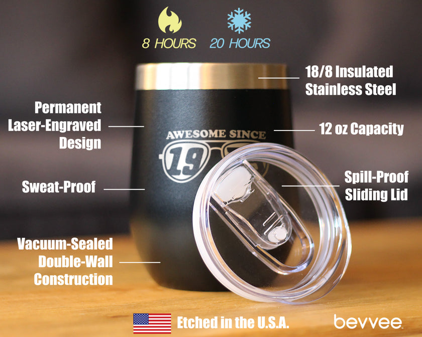 Awesome Since 1975 Insulated Wine Tumbler with Sliding Lid 50th Birthday Gift Ideas 12oz Stainless Steel Tumbler