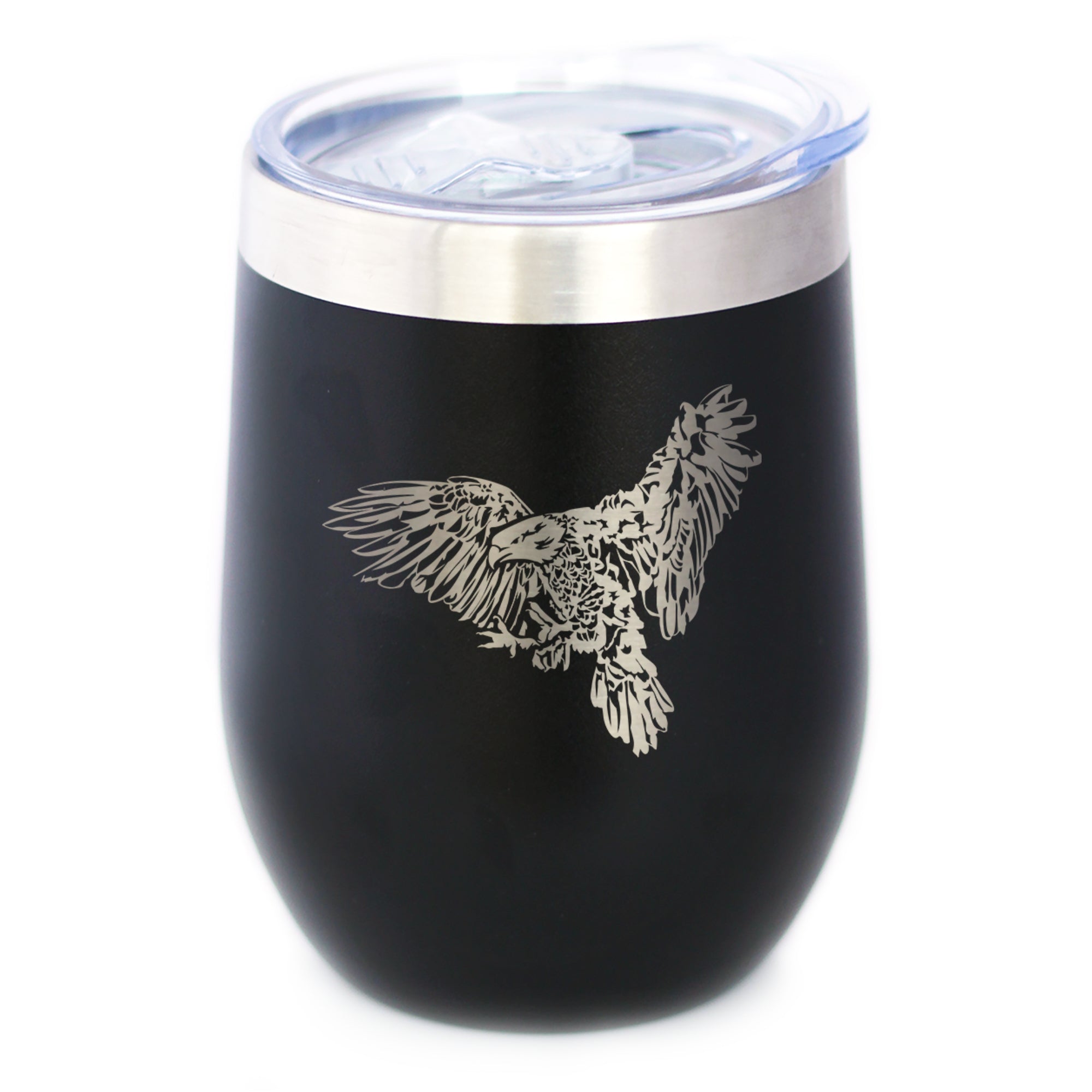 Bald Eagle Insulated Wine Tumbler with Sliding Lid Patriotic American Decorations and Gifts 12oz Stainless Steel Tumbler