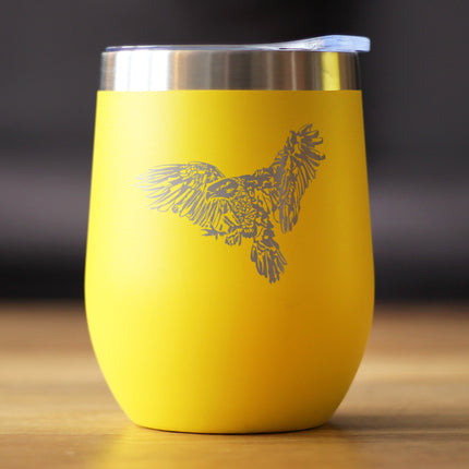 Bald Eagle Insulated Wine Tumbler with Sliding Lid Patriotic American Decorations and Gifts 12oz Stainless Steel Tumbler