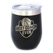 Basketball Coach Gifts for Coaches Insulated Wine Tumbler with Sliding Lid Best Coach Ever 12oz Stainless Steel Tumbler