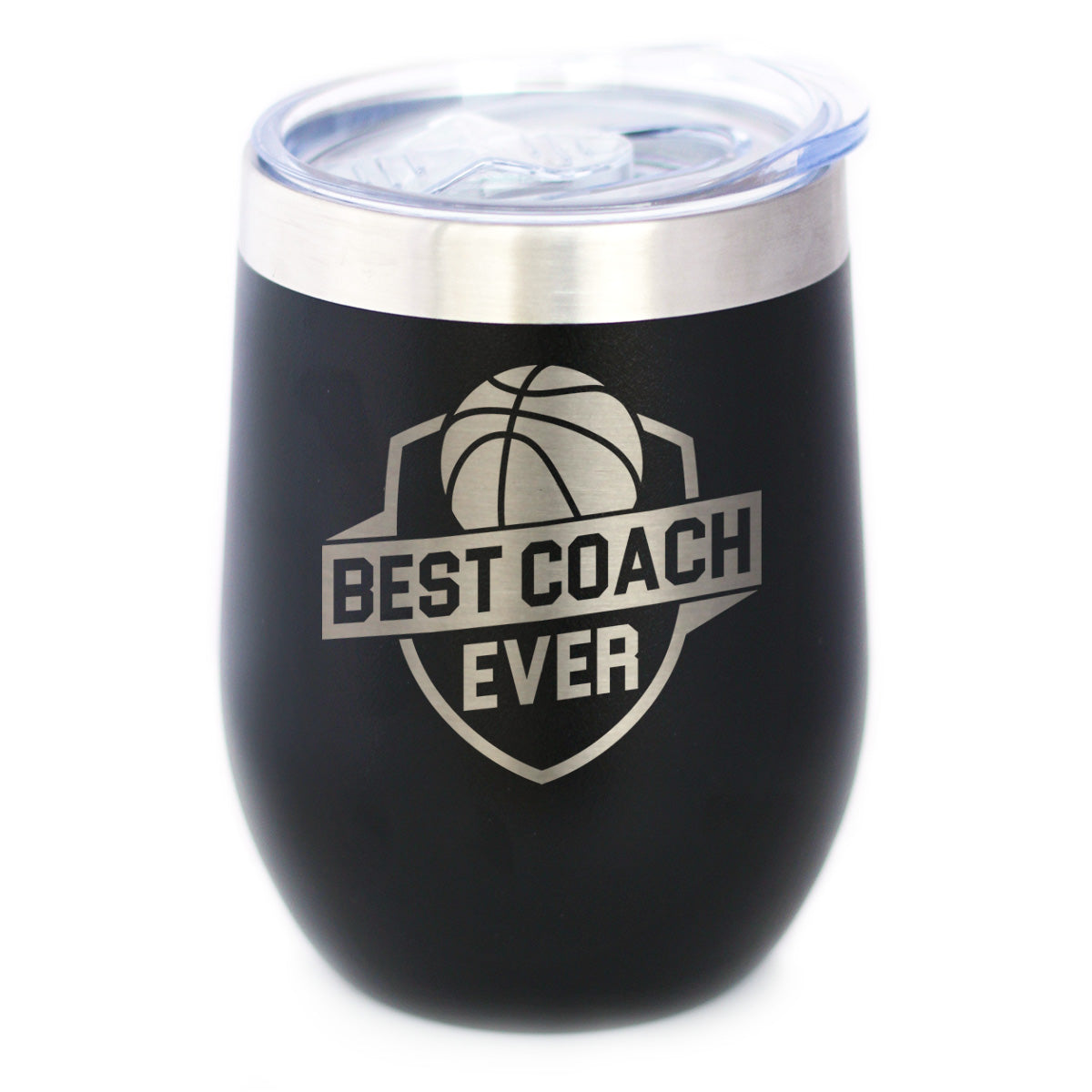 Basketball Coach Gifts for Coaches Insulated Wine Tumbler with Sliding Lid Best Coach Ever 12oz Stainless Steel Tumbler