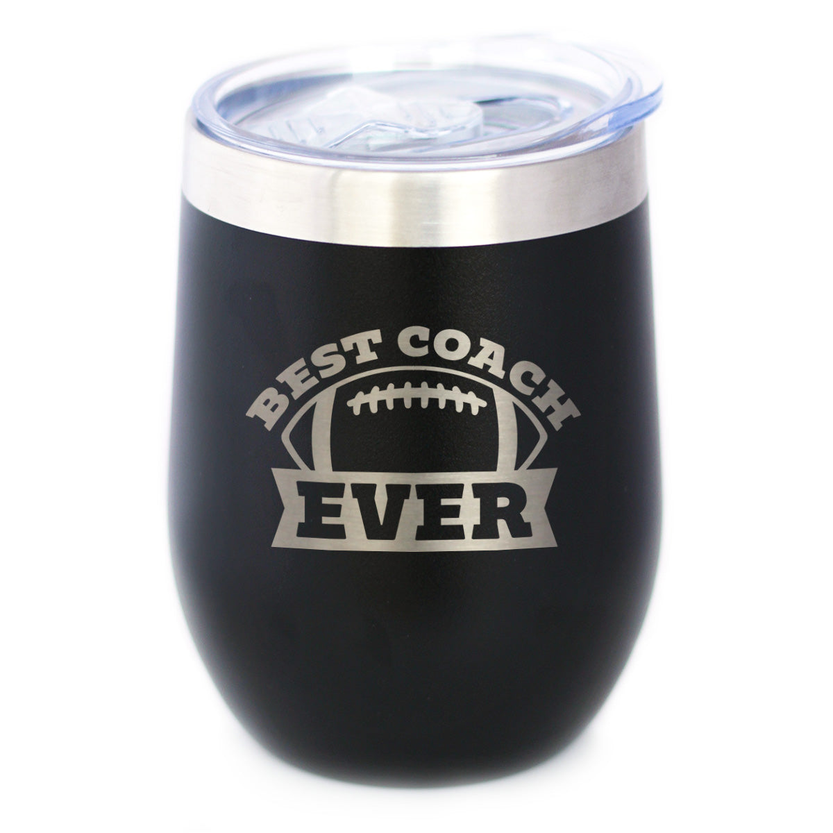 Coach Gifts for Football Coaches Insulated Wine Tumbler with Sliding Lid Best Coach Ever 12oz Stainless Steel Tumbler