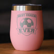Soccer Gifts for Coaches Insulated Wine Tumbler with Sliding Lid - Best Coach Ever - 12oz Stainless Steel Tumbler
