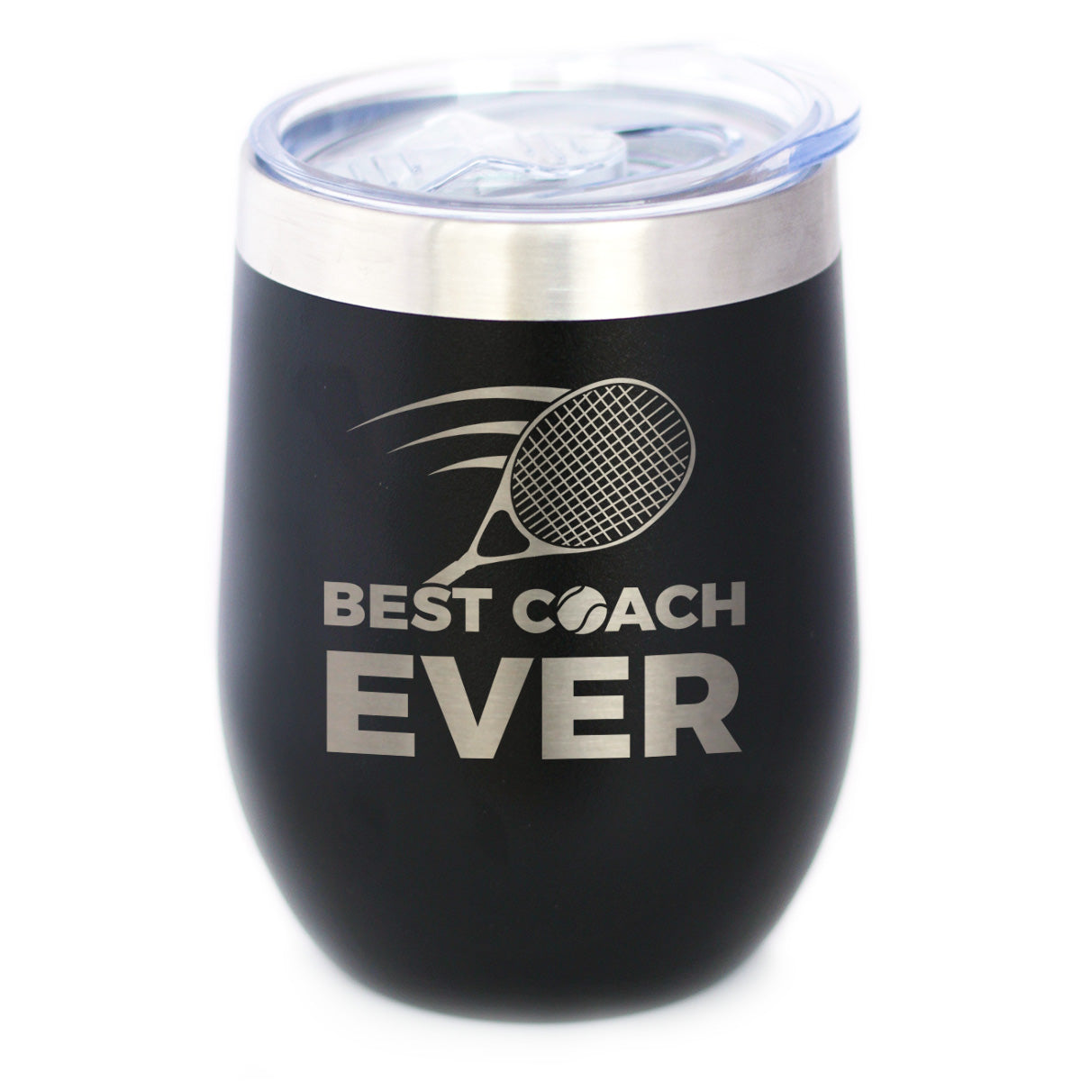 Tennis Coach Gifts for Coaches Insulated Wine Tumbler with Sliding Lid Best Coach Ever 12oz Stainless Steel Tumbler