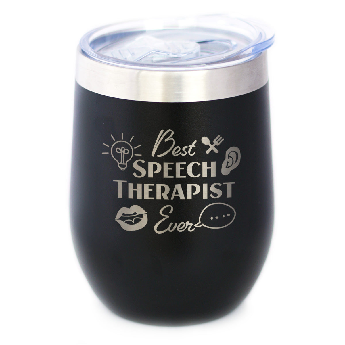 Best Speech Therapist - Wine Tumbler Cup with Sliding Lid - Stainless Steel Insulated Mug - Speech Pathologist Gifts