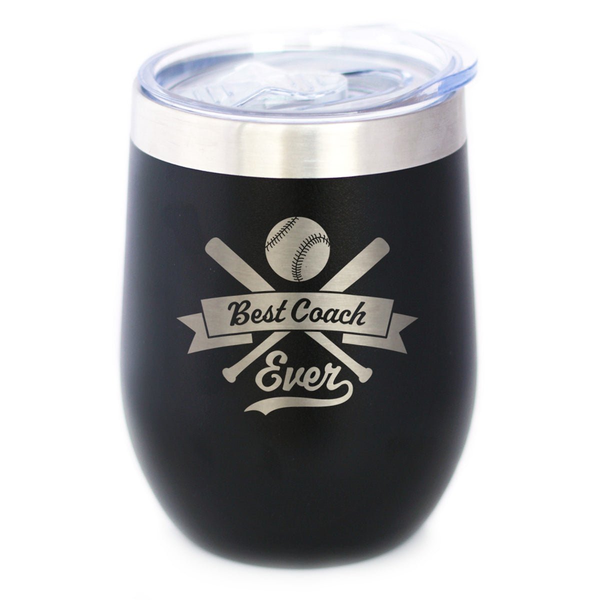 Baseball Gifts for Coaches Insulated Wine Tumbler with Sliding Lid Best Coach Ever 12oz Stainless Steel Tumbler