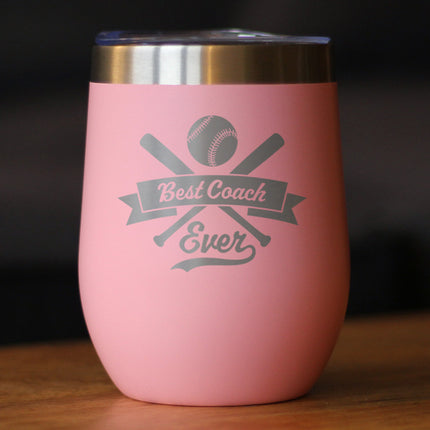 Baseball Gifts for Coaches Insulated Wine Tumbler with Sliding Lid Best Coach Ever 12oz Stainless Steel Tumbler