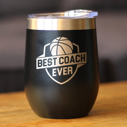 Basketball Coach Gifts for Coaches Insulated Wine Tumbler with Sliding Lid Best Coach Ever 12oz Stainless Steel Tumbler