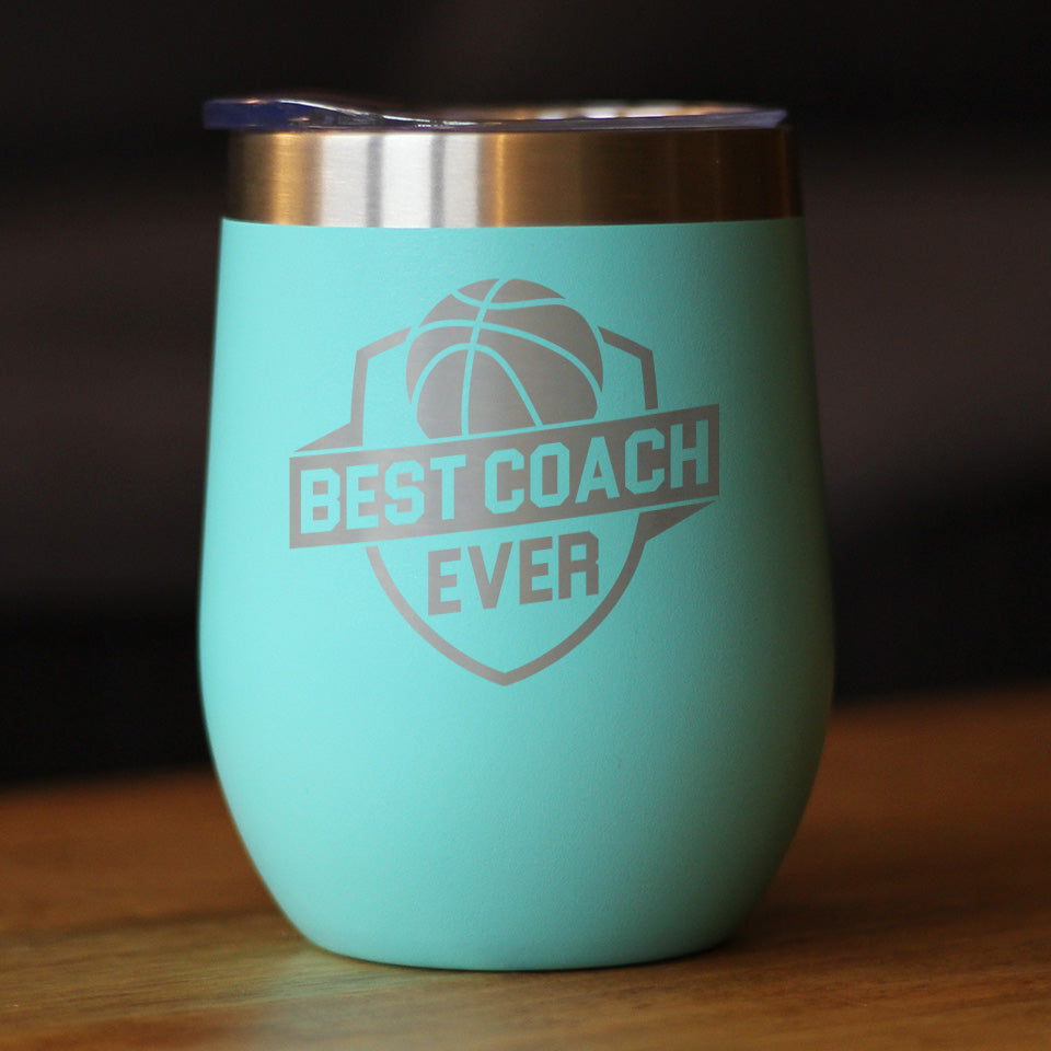Basketball Coach Gifts for Coaches Insulated Wine Tumbler with Sliding Lid Best Coach Ever 12oz Stainless Steel Tumbler