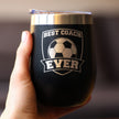 Soccer Gifts for Coaches Insulated Wine Tumbler with Sliding Lid - Best Coach Ever - 12oz Stainless Steel Tumbler