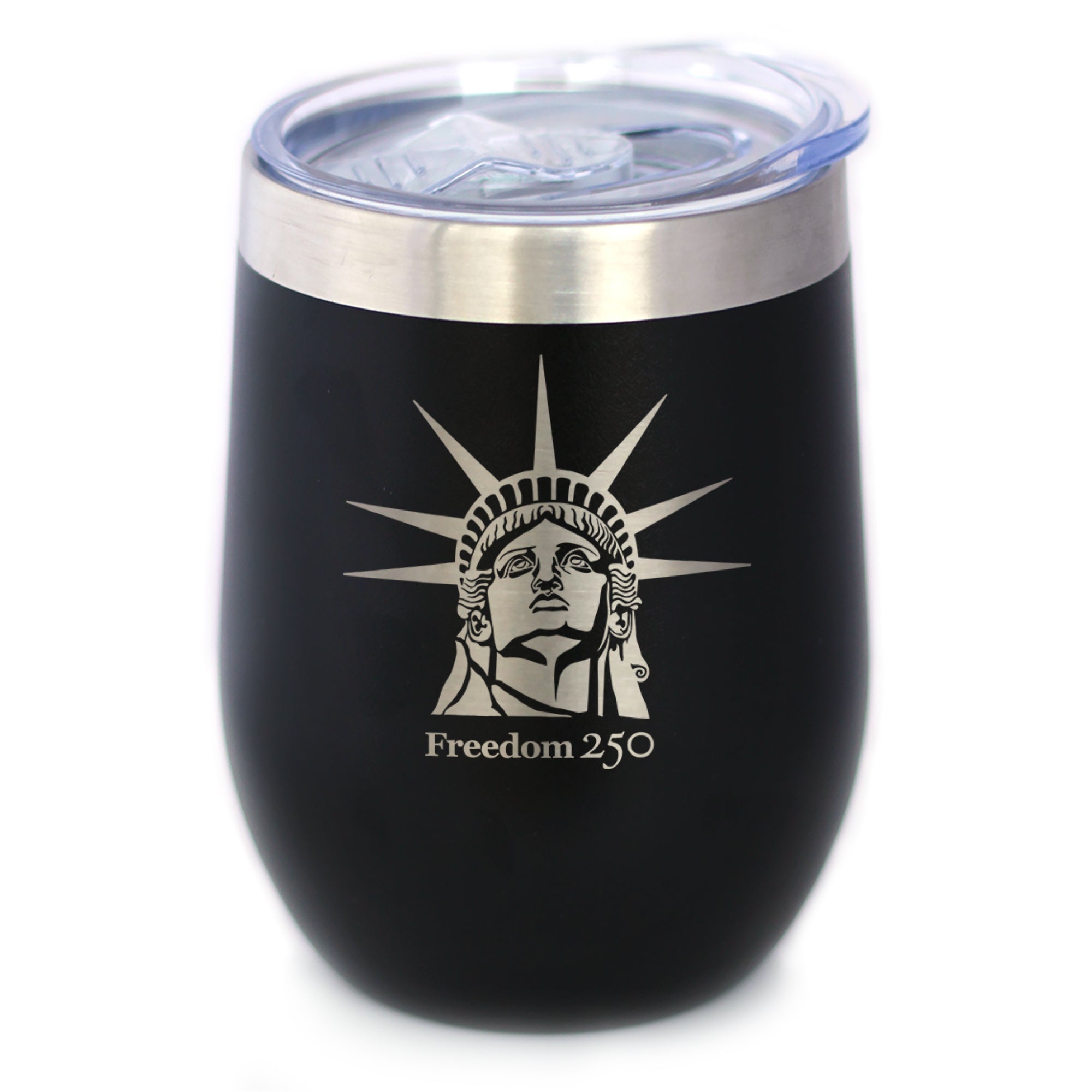 Freedom 250 Statue of Liberty Profile Insulated Wine Tumbler - 12oz Stainless Steel Tumbler Official USA 250th Anniversary Merch