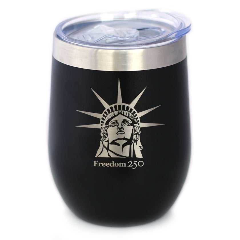 Freedom 250 Statue of Liberty Profile Insulated Wine Tumbler - 12oz Stainless Steel Tumbler Official USA 250th Anniversary Merch