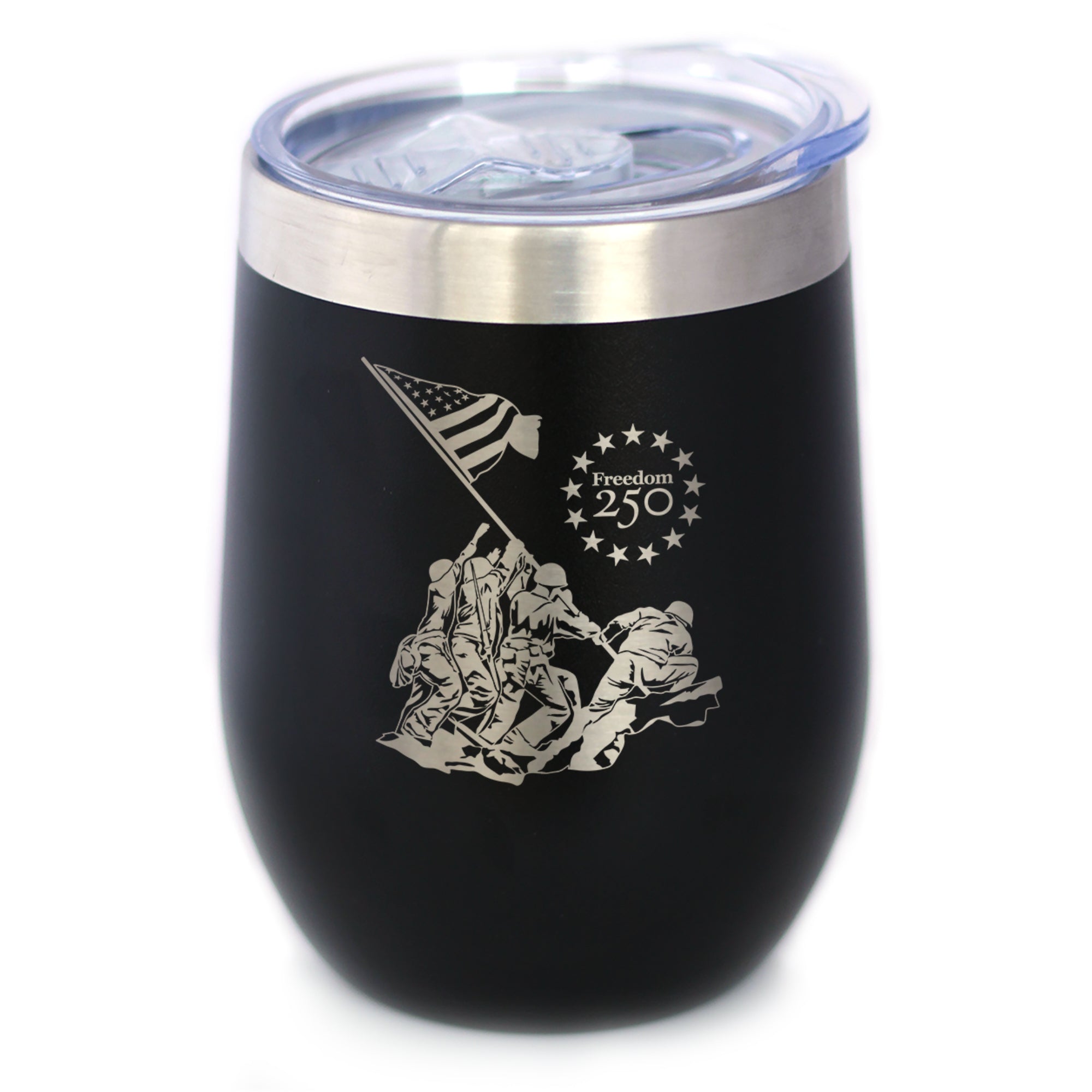 Freedom 250 Raising the Flag on Iwo Jima Insulated Wine Tumbler - 12oz Stainless Steel Tumbler Official USA 250th Anniversary Merch