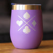 Playing Card Suits Insulated Wine Tumbler with Sliding Lid Gifts for Card Players 12oz Stainless Steel Tumbler