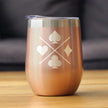 Card Suits Insulated Wine Tumbler with Sliding Lid High Quality Gifts for Card Players 12oz Stainless Steel Tumbler