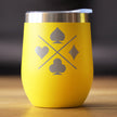 Card Suits Insulated Wine Tumbler with Sliding Lid High Quality Gifts for Card Players 12oz Stainless Steel Tumbler
