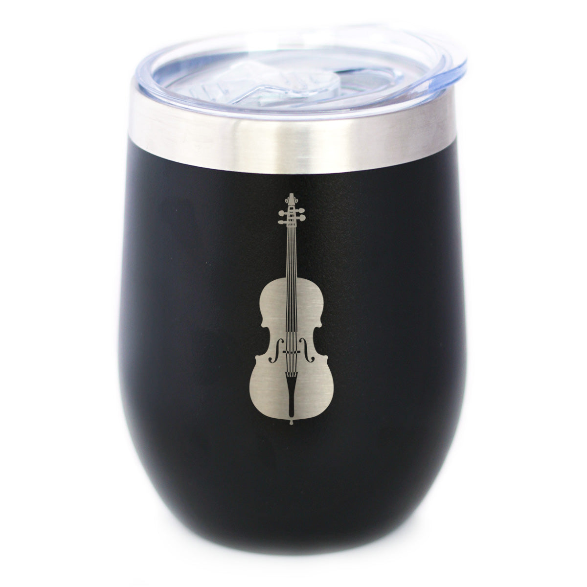 Cello - Wine Tumbler Cup with Sliding Lid - Stainless Steel Insulated Mug - Orchestra Gifts for Cellists