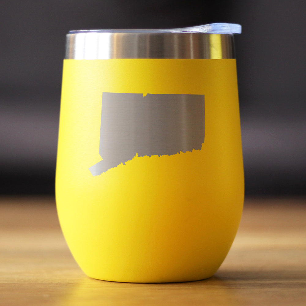 Connecticut State Outline - Wine Tumbler