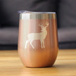 Deer Silhouette - Wine Tumbler Glass with Sliding Lid - Stainless Steel Travel Mug - Rustic Outdoors Gifts and Decor for Women and Men