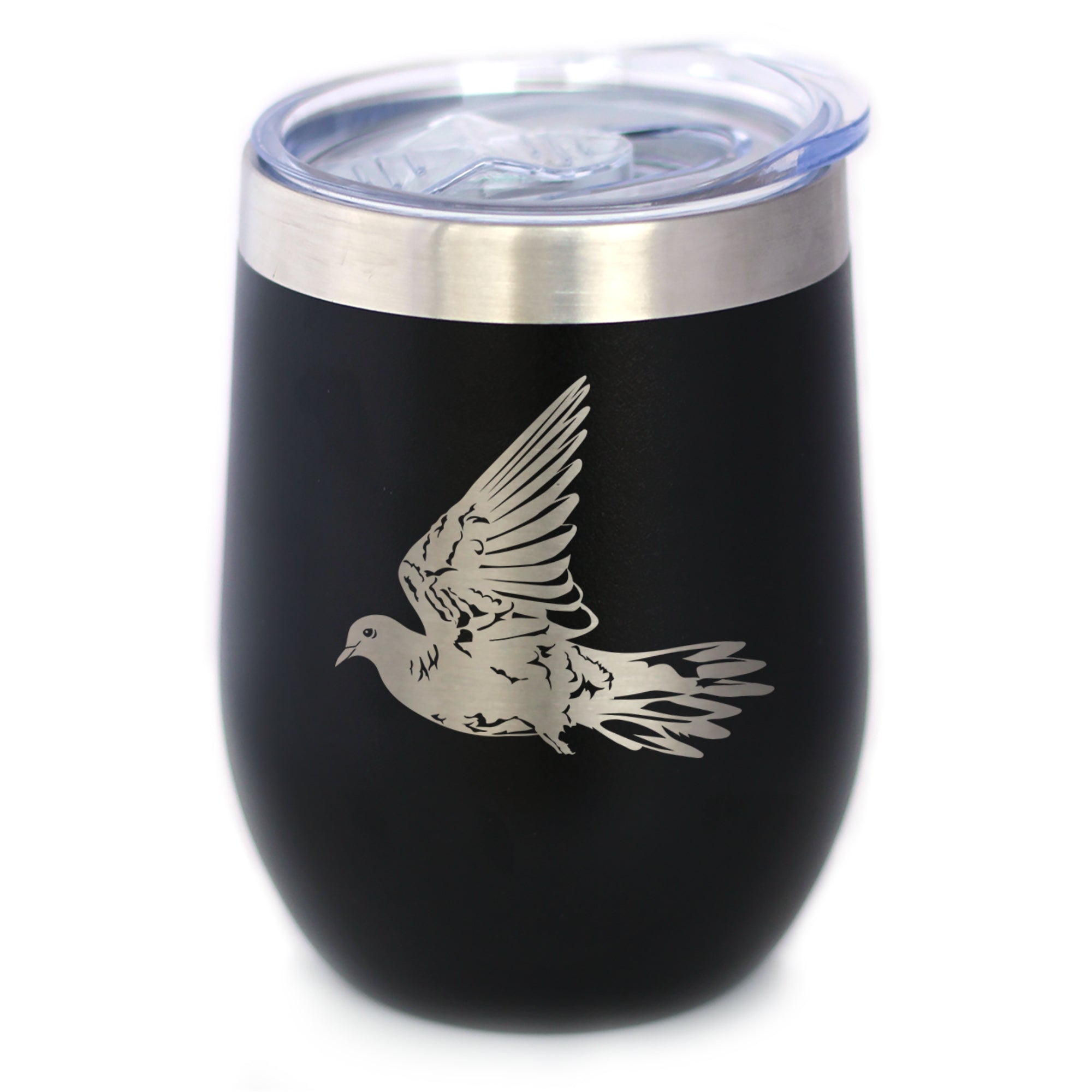 Dove Insulated Wine Tumbler with Sliding Lid Birds Decor, Accessories and Bird Themed Gifts for Bird Lovers 12oz Stainless Steel Tumbler