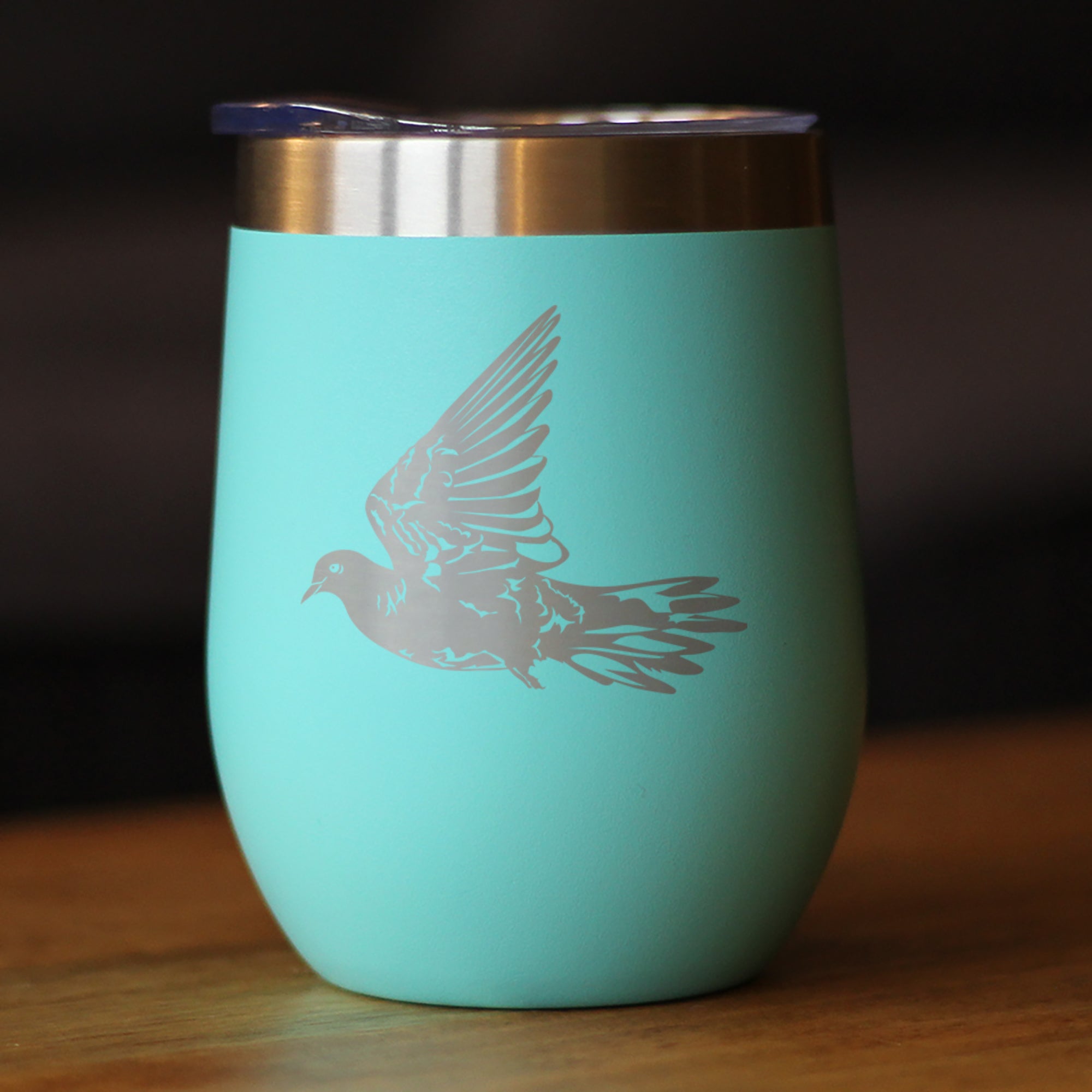 Dove Insulated Wine Tumbler with Sliding Lid Birds Decor, Accessories and Bird Themed Gifts for Bird Lovers 12oz Stainless Steel Tumbler