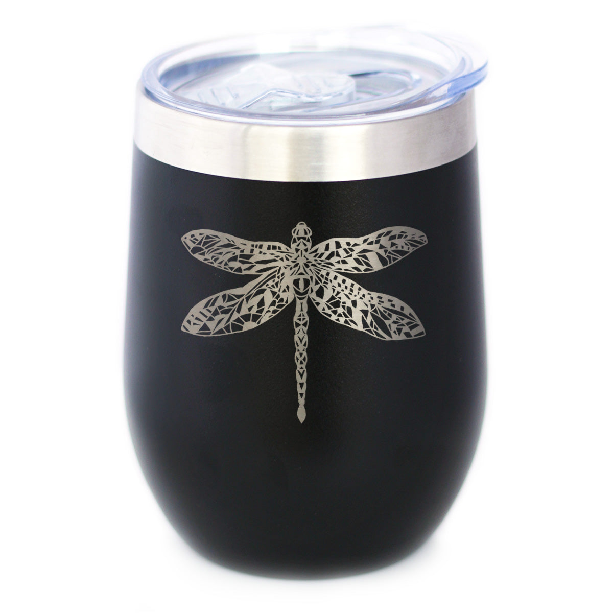 Dragonfly - Wine Tumbler Cup with Sliding Lid - Stainless Steel Insulated Mug - Unique Gifts for Women and Men Who Love Dragonflies