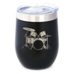 Drums - Wine Tumbler Cup with Sliding Lid - Stainless Steel Insulated Mug - Drumming Gifts for Drummers