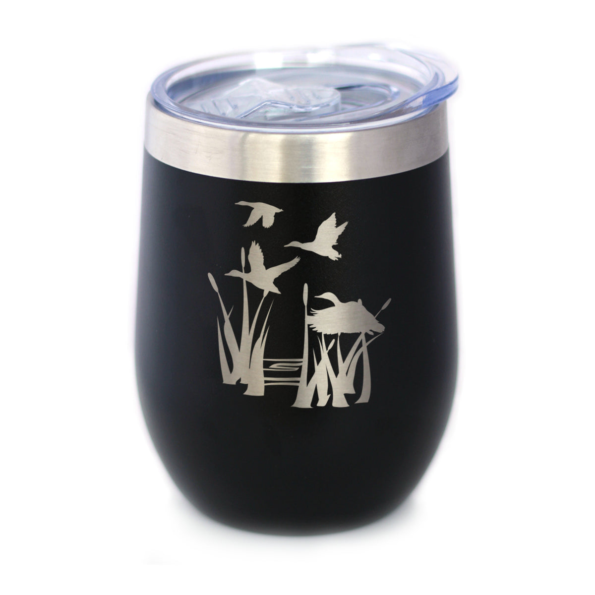 Duck Pond - Wine Tumbler Glass with Sliding Lid - Stainless Steel Insulated Mug - Unique Duck Gifts for Women and Men