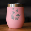 Duck Pond - Wine Tumbler Glass with Sliding Lid - Stainless Steel Insulated Mug - Unique Duck Gifts for Women and Men