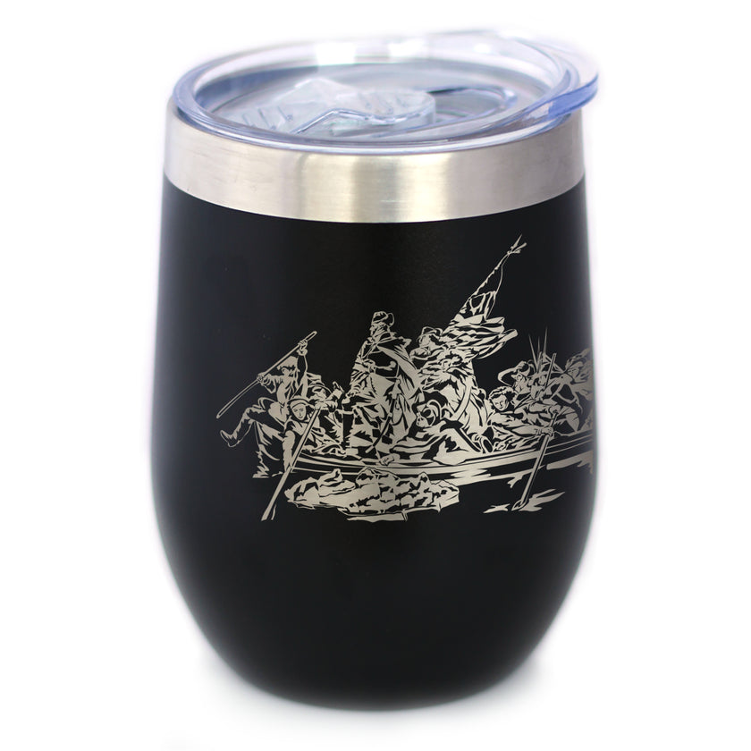 Freedom 250 Washington Crossing the Delaware Insulated Wine Tumbler - 12oz Stainless Steel Tumbler Official USA 250th Anniversary Merch