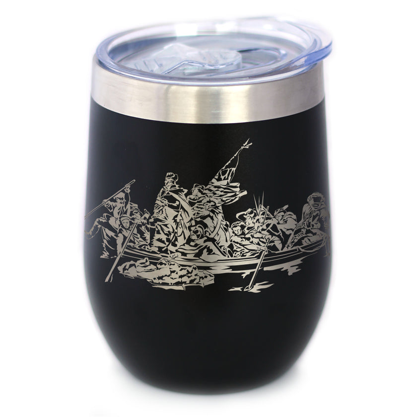 Freedom 250 Washington Crossing the Delaware Insulated Wine Tumbler - 12oz Stainless Steel Tumbler Official USA 250th Anniversary Merch
