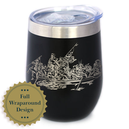 Freedom 250 Washington Crossing the Delaware Insulated Wine Tumbler with Sliding Lid Official Merch for 250th Anniversary of the USA 12oz Stainless Steel Tumbler