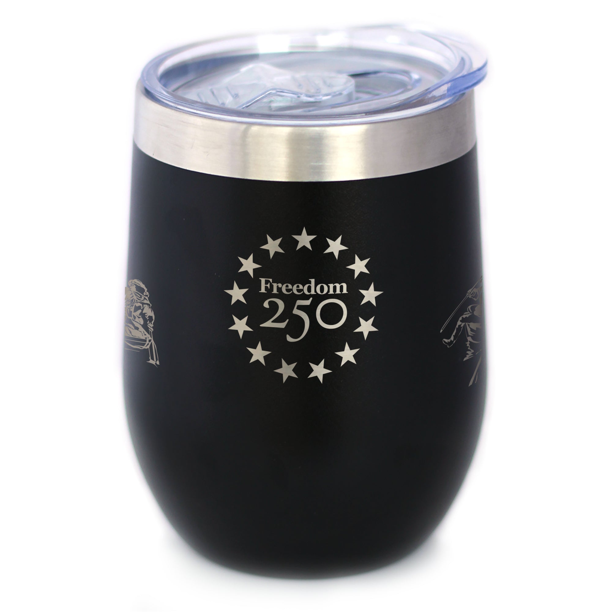 Freedom 250 Washington Crossing the Delaware Insulated Wine Tumbler - 12oz Stainless Steel Tumbler Official USA 250th Anniversary Merch