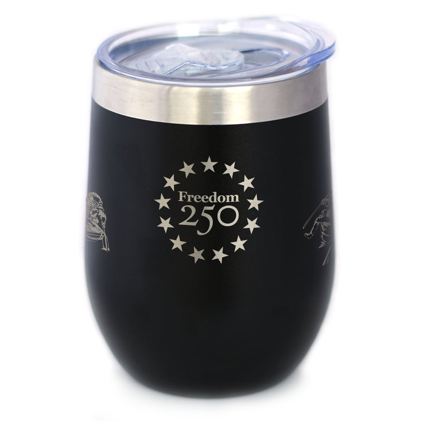Freedom 250 Washington Crossing the Delaware Insulated Wine Tumbler - 12oz Stainless Steel Tumbler Official USA 250th Anniversary Merch