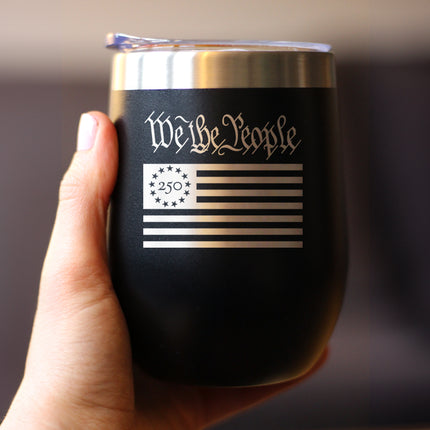 Freedom 250 We the People Insulated Wine Tumbler - 12oz Stainless Steel Tumbler Official USA 250th Anniversary Merch