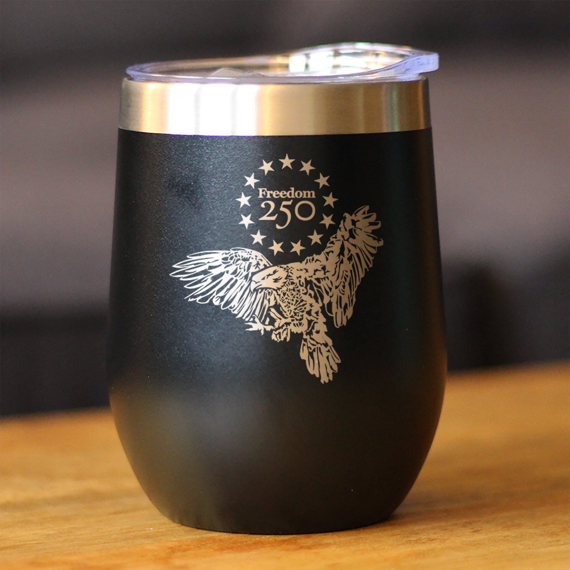 Freedom 250 Bald Eagle Insulated Wine Tumbler - 12oz Stainless Steel Tumbler Official USA 250th Anniversary Merch