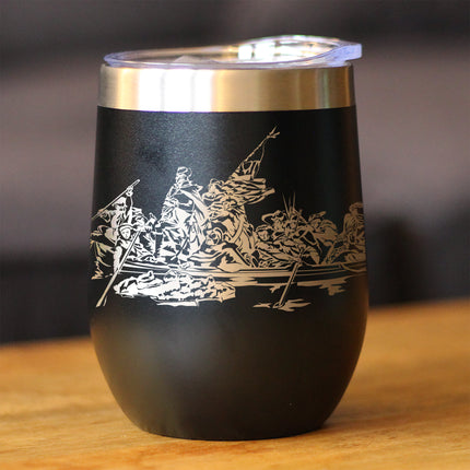 Freedom 250 Washington Crossing the Delaware Insulated Wine Tumbler with Sliding Lid Official Merch for 250th Anniversary of the USA 12oz Stainless Steel Tumbler