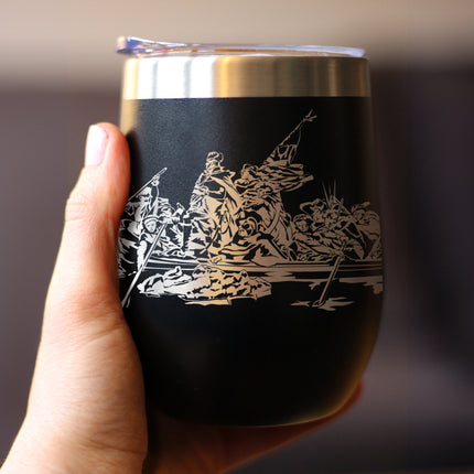 Freedom 250 Washington Crossing the Delaware Insulated Wine Tumbler with Sliding Lid Official Merch for 250th Anniversary of the USA 12oz Stainless Steel Tumbler