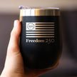 Freedom 250 Logo Insulated Wine Tumbler - 12oz Stainless Steel Tumbler Official USA 250th Anniversary Merch