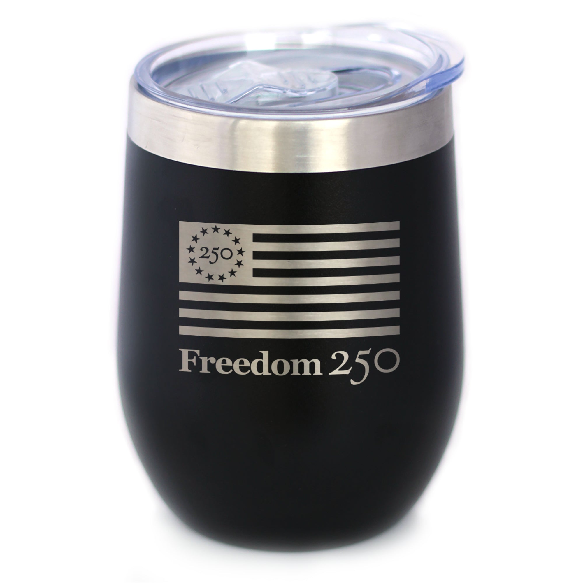 Freedom 250 Logo Insulated Wine Tumbler - 12oz Stainless Steel Tumbler Official USA 250th Anniversary Merch
