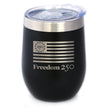 Freedom 250 Logo Insulated Wine Tumbler - 12oz Stainless Steel Tumbler Official USA 250th Anniversary Merch