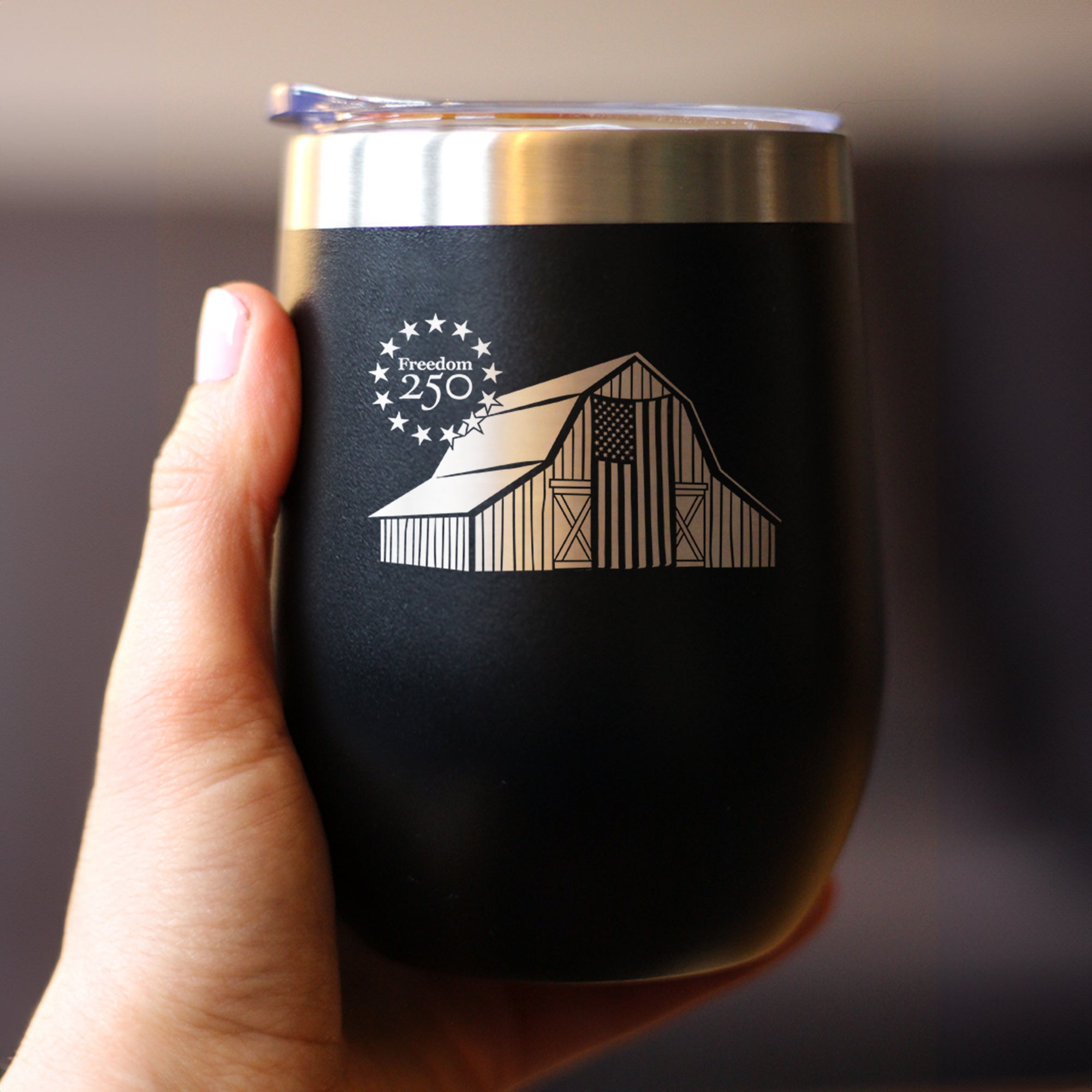 Freedom 250 Homestead Barn Insulated Wine Tumbler - 12oz Stainless Steel Tumbler Official USA 250th Anniversary Merch
