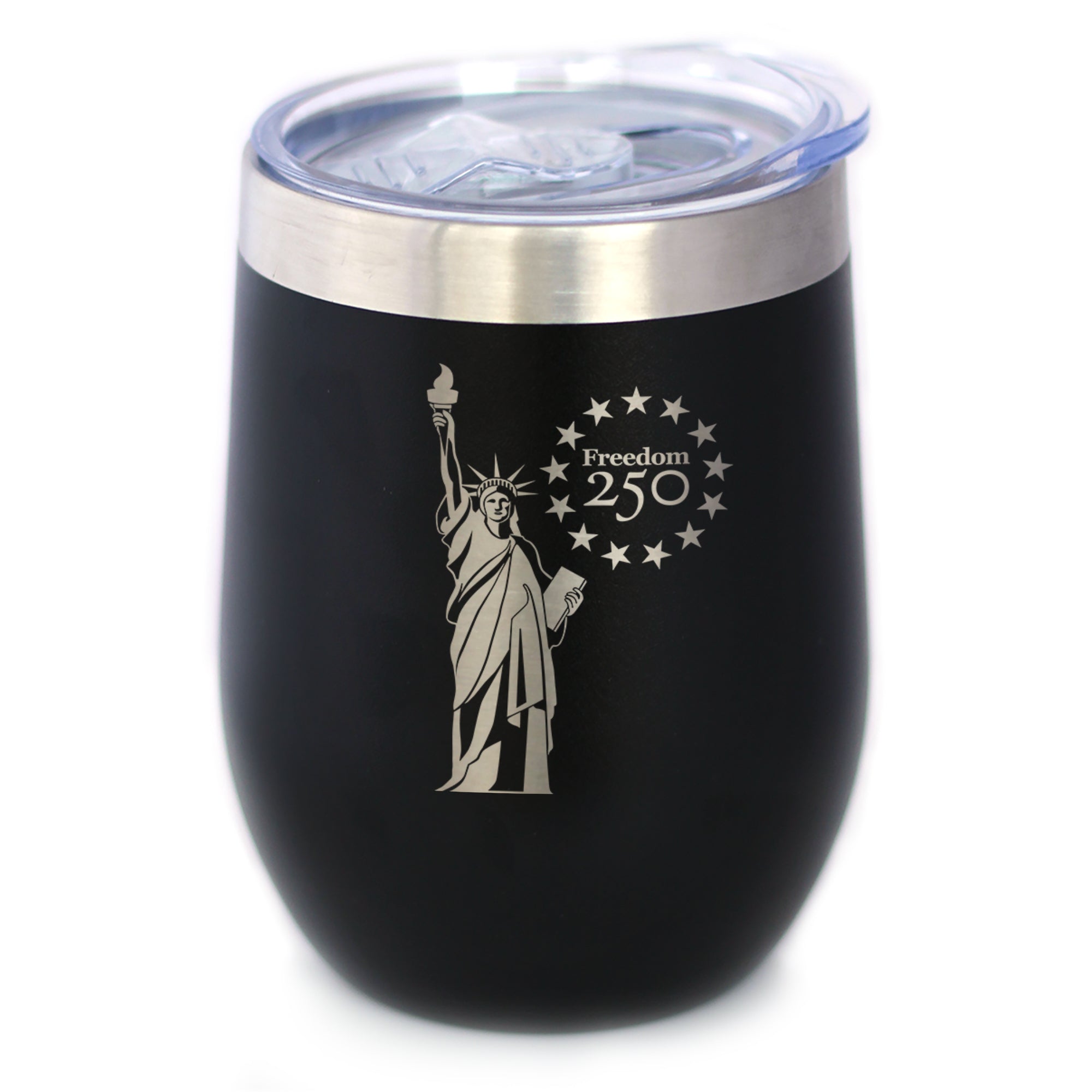 Freedom 250 Statue of Liberty Insulated Wine Tumbler - 12oz Stainless Steel Tumbler Official USA 250th Anniversary Merch