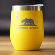 Flag of California - Wine Tumbler Glass with Sliding Lid - Stainless Steel Insulated Travel Mug - California Gifts for Women and Men Californians