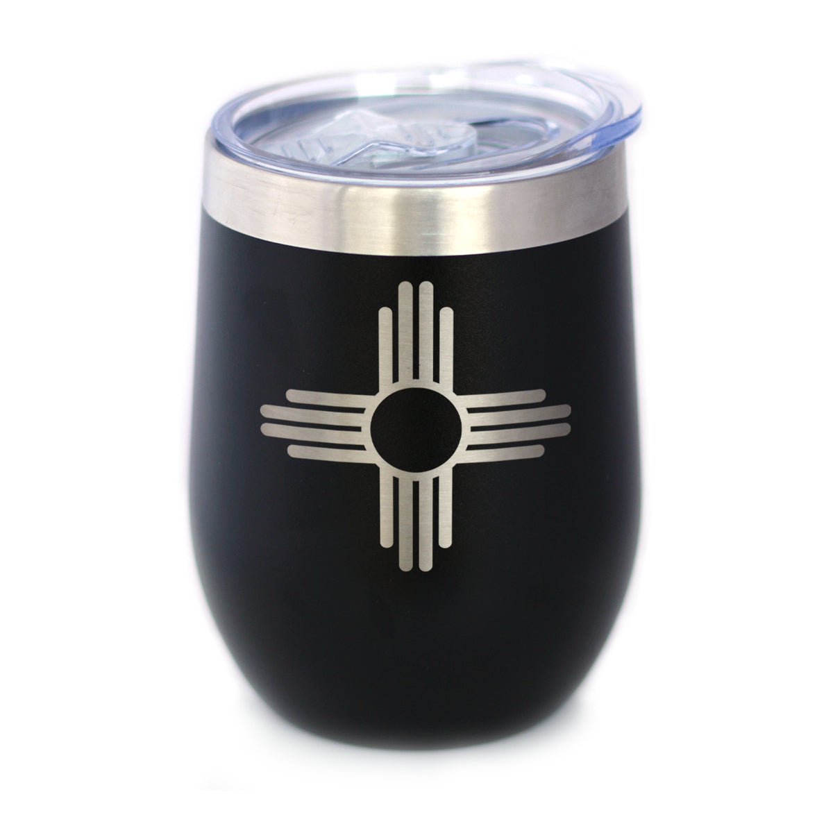 Flag of New Mexico - Wine Tumbler Glass with Sliding Lid - Stainless Steel Insulated Mug - New Mexico Themed Gifts for Women and Men