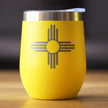 Flag of New Mexico - Wine Tumbler Glass with Sliding Lid - Stainless Steel Insulated Mug - New Mexico Themed Gifts for Women and Men