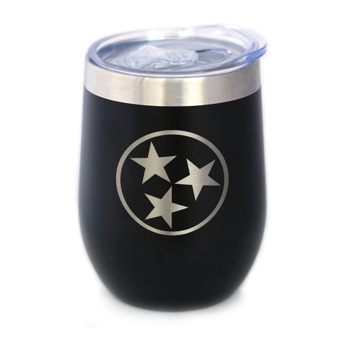 Flag of Tennessee - Wine Tumbler Glass with Sliding Lid - Stainless Steel Insulated Mug - Tennessee Gifts for Women and Men Tennesseans