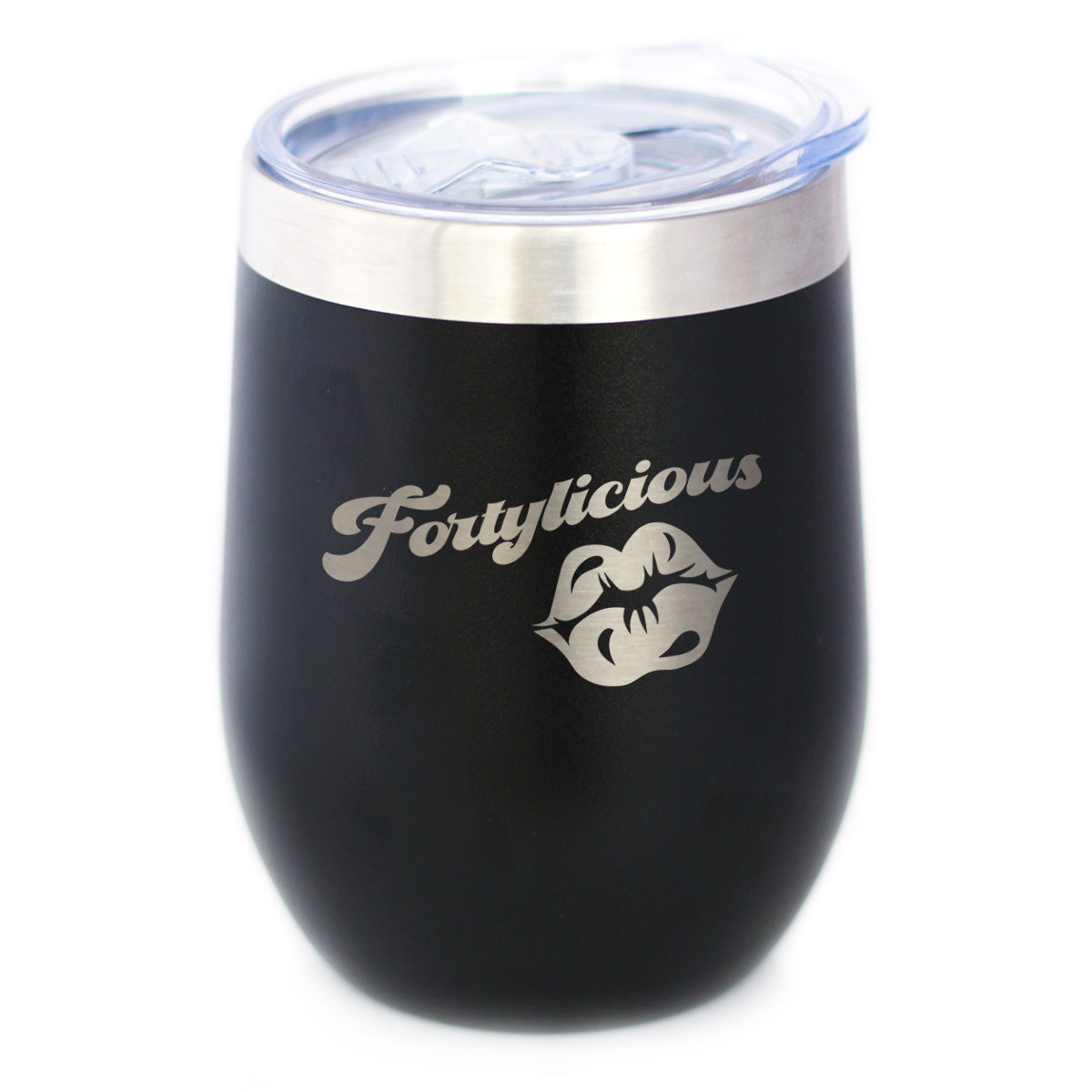 Fortylicious - Wine Tumbler Cup with Sliding Lid - Stainless Steel Insulated Mug - Funny 40th Birthday Gifts for Women Turning 40